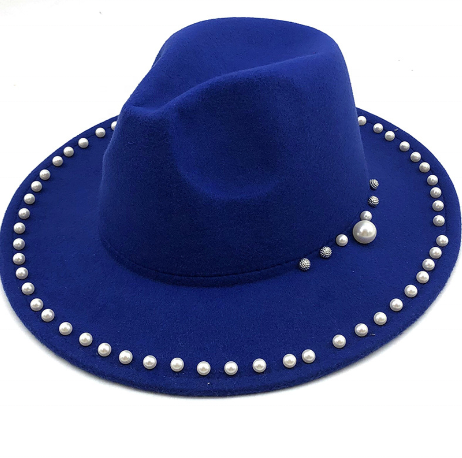 2025 Men Felt Jazz Fedoras Hats Big Wide Brim Ladies Couple Wool Woolen Fedora Hats Pearl Beaded For Women Church And Weddings