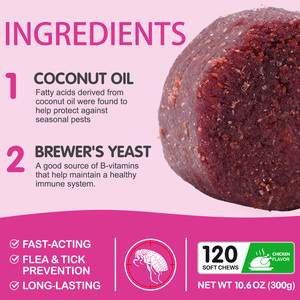 Worafy Pet Herbal Soulagement de la peau pour chiens Poisson et lapins Supplément de vitamine B Doux à mâcher Pet Empêcher les puces et les tiques Doux à mâcher - Product Image 6