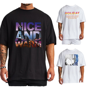 T-shirts d'été en polyester et coton pour hommes, grande taille, personnalisables avec logo, en tricot, pour occasions formelles, vente en gros - Product Image 1