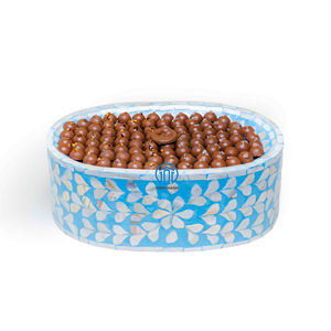 Plateau de service ovale incrusté de nacre, plateau à pâtisserie pour Dessert plateau à chocolat Capiz bleu pour Ramadan Eid Mubarak fabriqué à la main - Product Image 1