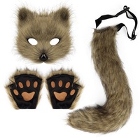 Ensemble de costumes d'Halloween comprenant des gants de renard simulés, une queue de renard en peluche, des accessoires de cosplay faits à la main pour la Journée des enfants
