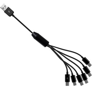 Cable Adaptador <span class=keywords><strong>USB</strong></span> Tipo-C Macho a <span class=keywords><strong>6</strong></span> <span class=keywords><strong>Micro</strong></span> <span class=keywords><strong>USB</strong></span> de 5 Pines Macho, Divisor en Y, Sincronización de Datos y Carga, con Blindaje Trenzado, para Teléfono Móvil - Product Image 5