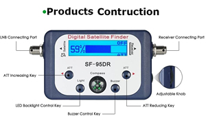 อุปกรณ์ค้น<span class=keywords><strong>หา</strong></span>สัญญาณดาวเทียมระบบดิจิทัลสีน้ำเงินพร้อมเข็มทิศและเสียงสำหรับเครือข่ายจาน FTA - Product Image 5