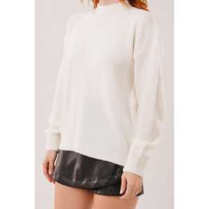 Suéter Básico Blanco de Punto para Mujer, Manga Larga, Minimalista, Antipilling, Cuello Acanalado de 14 Gg - Product Image 5