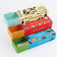 Boîte à sushi en papier kraft écologique avec logo personnalisé |   Emballage alimentaire à tiroir coulissant avec pelliculage mat de qualité alimentaire