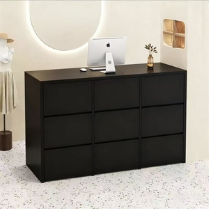 Mostrador de caja registradora pequeño de madera y metal de estilo minimalista moderno para recepción de peluquería - Product Image 4