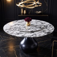 Ensemble de table à manger ronde moderne de luxe avec plateau en marbre pour salle à manger et usage hôtelier