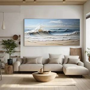 Peinture texturée, art mural contemporain sur toile, toile abstraite texturée luxueuse, grandes vagues océaniques pour la maison et la galerie - Product Image 6