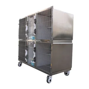 Animalerie 2 couches, assemblage de grande Cage pour vétérinaire en acier inoxydable, Cages modulaires pour chiens