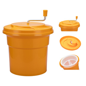 <span class=keywords><strong>Essoreuse</strong></span> à <span class=keywords><strong>salade</strong></span> commerciale en plastique vert <span class=keywords><strong>orange</strong></span> de 25L / 5 gallons avec manivelle - Product Image 5