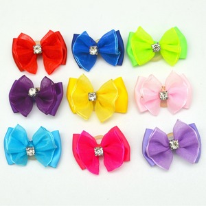 Moños para Perros con Pedrería Brillante, Color Sólido, Estilo Ins, Accesorios para Mascotas de Poliéster, Bandas Elásticas para el Pelo de Perros para Verano e Invierno - Product Image 2