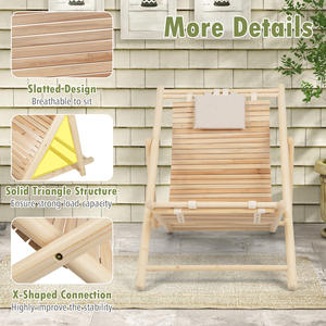 Silla de Descanso Plegable de Madera Maciza, Diseño Moderno, Tumbona para Exteriores con Posición Ajustable y Reposacabezas - Product Image 6