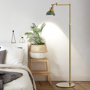 <span class=keywords><strong>Lampadaire</strong></span> sur pied en métal et verre, style vintage rétro, laiton vert côtelé, bras articulé, pour salon et chambre, vente en gros directe usine - Product Image 2