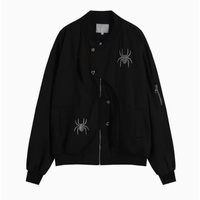 Chaqueta Premium Beige con Bordado de Araña - Chaqueta Casual Estilo Bomber Oversize para Hombre