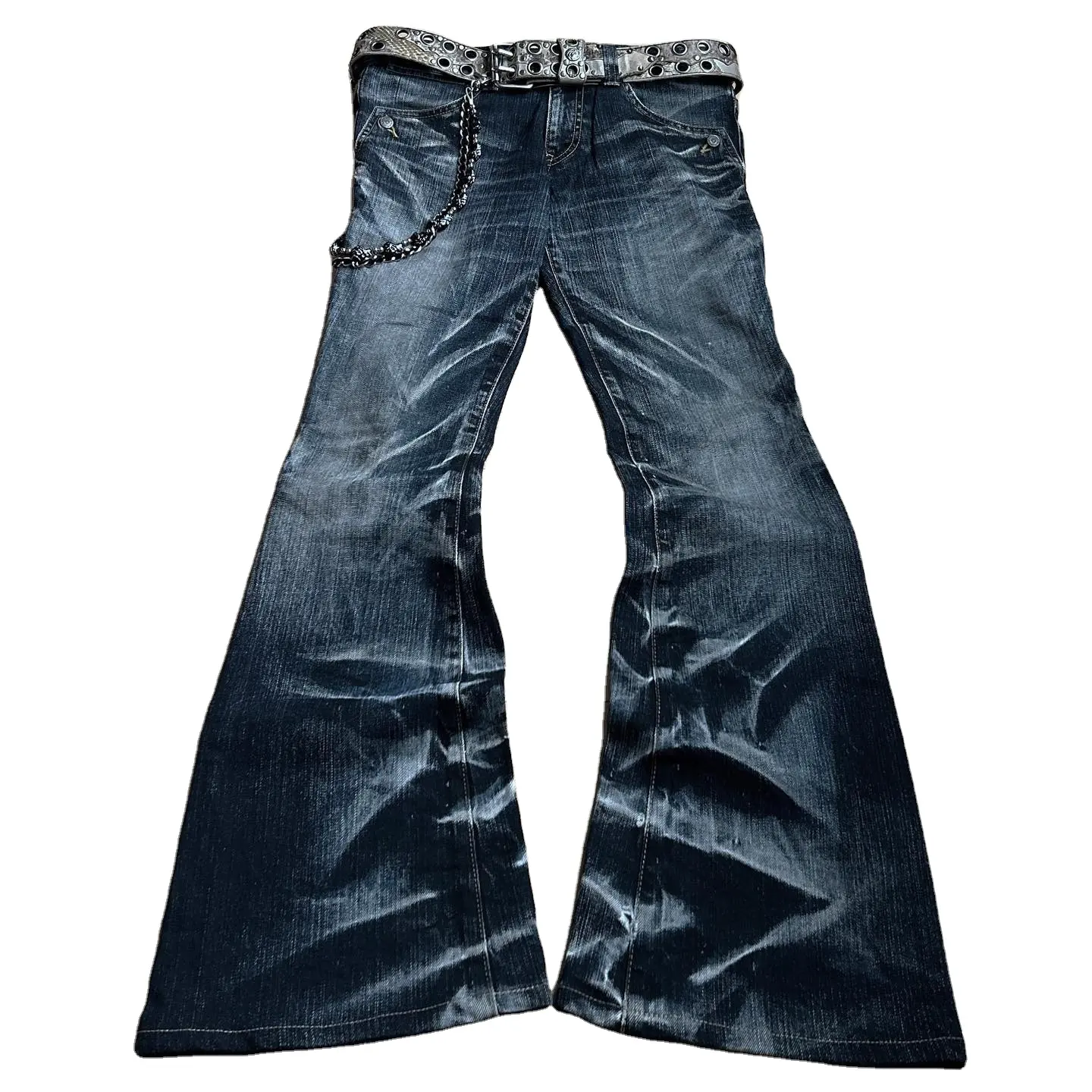 Chất Lượng Cao Các Nhà Sản Xuất OEM & ODM Chuông Dưới Jeans Người Đàn Ông Jeans Hot Bán Denim Dành Cho Người Lớn Dệt Đầy Đủ Chiều Dài Của Nam Giới Lỏng Denim Quần