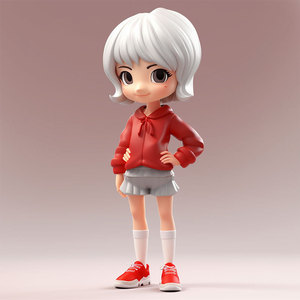 Figura de dibujos animados de niña de pelo blanco moldeada por inyección de PVC, muñeca de anime de plástico, producto terminado para niñas - Product Image 1
