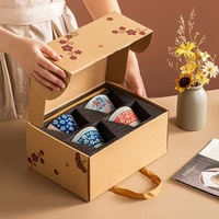 Bol en céramique de 5 pouces de style japonais avec baguettes en boîte-cadeau pour les cadeaux de mariage de festival d'affaires