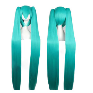 Peluca Sintética Larga y Lisa Azul Verde para Cosplay <span class=keywords><strong>de</strong></span> Anime, <span class=keywords><strong>con</strong></span> <span class=keywords><strong>Dos</strong></span> Colas <span class=keywords><strong>de</strong></span> Caballo, para Fiestas, Venta al Por Mayor <span class=keywords><strong>de</strong></span> Fábrica - Product Image 1