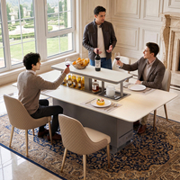 Table à manger élégante et intelligente avec réfrigérateur intégré, zone de congélation et éclairage LED pour cour et balcon