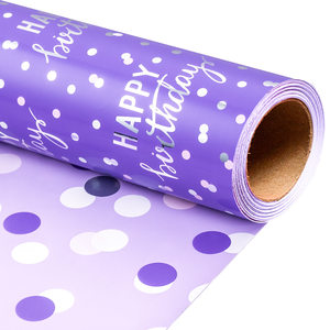 5 meter original daily purple letter and dot aluminum-coated birthday gift <b>wrapping</b> <b>paper</b> - Product Image 1