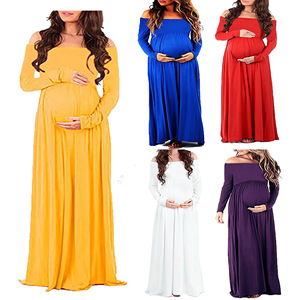 <span class=keywords><strong>Ropa</strong></span> de maternidad europea y americana <span class=keywords><strong>para</strong></span> mujer, vestido Sexy de manga larga con escote y cola ajustada - Product Image 2