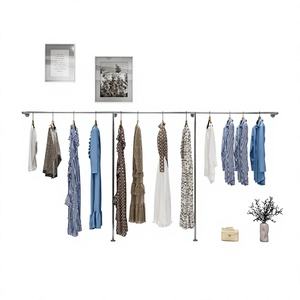 Perchero de Pared de Acero Inoxidable Cepillado de Lujo, Moderno, para <span class=keywords><strong>Boutique</strong></span>, Exhibición Lateral de Ropa Femenina - Product Image 1