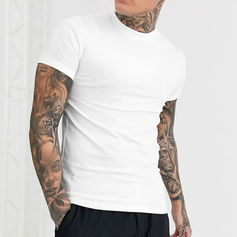 नई डिजाइन स्लिम फिट pima कपास टी शर्ट कस्टम सस्ते पुरुषों सादे पेशी फिट सफेद पुरुषों की टी शर्ट थोक