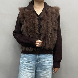 Jancoco - Suéter <span class=keywords><strong>de</strong></span> Piel <span class=keywords><strong>de</strong></span> Zorro Genuina para Mujer, Estilo Cardigan, Corto, Cálido, Personalizado, Venta al Por Mayor - Product Image 1