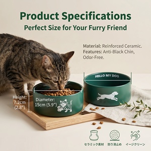Gamelle en céramique minimaliste japonaise pour animaux de compagnie, non poreuse, anti-odeur, anti-acné, base antidérapante non émaillée, 15 cm, pour chats et chiens, OEM - Product Image 3