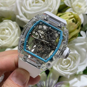 Nuevo Reloj Esqueleto Tonneau 3502 de Cristal de Zafiro Completo 2026 para Hombre, Reloj Mecánico Transparente de Lujo con Correa de Goma Blanca - Product Image 1