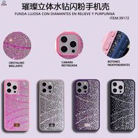 Étui de téléphone portable de luxe en TPU+PC antichoc avec diamants et paillettes en relief, sans support, pour S24/S25