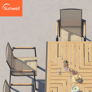 Ensemble de <span class=keywords><strong>table</strong></span> et de chaises de salle à manger d'extérieur confortable et élégant, <span class=keywords><strong>table</strong></span> de jardin empilable en aluminium pour restaurant, bistrot, appartement - Product Image 6