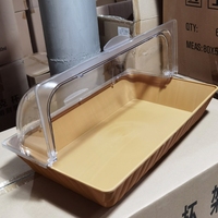Panier à pain en plastique PP avec couvercle en PC, fournitures pour restaurants et hôtels, panier à pain rectangulaire pliable avec couvercle
