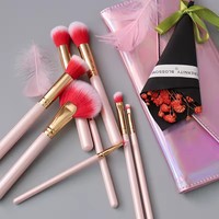 Ensemble de 8 pinceaux de maquillage vegan personnalisés, ensemble de pinceaux de maquillage avec éponges
