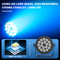 Projecteur PAR LED 200W RGBWA +UV 6-en-1 en alliage d'aluminium 18x10W DMX512 à activation sonore pour DJ, discothèque, KTV