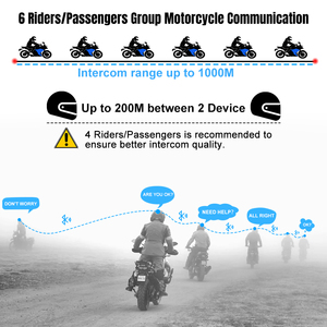 FX6 interkom helm sepeda motor FX6, headset interkom sepeda motor intercomunicador moto bluetooth Full Duplex 1000m - Product Image 4