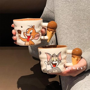 Taza de cerámica Cowov Tom y Jerry con asa de helado, diseño de dibujos animados, para regalo o uso diario - Product Image 4