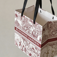 Bolsa de Papel con Base Cuadrada y Asa para Regalo de Flores Navideñas, Bolsa de Mano Portátil para Fiestas, Paquete de Ramo con Impresión Personalizada al por Mayor