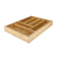 Organisateur de tiroir extensible en bambou pour couverts, plateau à couverts réglable, séparateur de tiroir pour ustensiles de cuisine (cuillères, fourchettes, couteaux)
