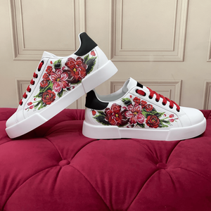 Nouvelles tendances mode 2026 Dolces : Chaussures décontractées Gabbna pour hommes et femmes, imprimées couleur, dessus blanc, maille tissée plate, pour usage quotidien - Product Image 5