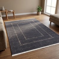 Tapis d'intérieur marocain en laine noir et gris, style bohème, à motif géométrique en flèche, tufté, Gabbeh, avec envers en jute, pour la maison