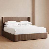 FERLY Meubles de chambre à coucher modernes personnalisables, lit capitonné king size, cadre de lit en bois de chêne, lit d'hôtel avec garantie de 2 ans