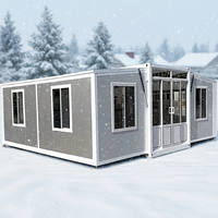 Casa Contenedor Prefabricada Móvil Plegable de Doble Ala Rectangular con Panel de Actividades, Caja Expandible Habitable Exportable