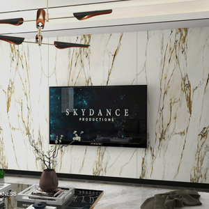 1600x3200 biệt thự khách sạn quá khổ trang trí không gian cá MAW Vàng ốp tường bằng đá cẩm thạch tráng men tấm Tường đá thiêu kết nền gạch - Product Image 2