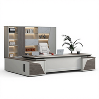 Vente en gros de meubles commerciaux modernes en bois de luxe Chef Table de bureau en forme de L avec chaises et classeur