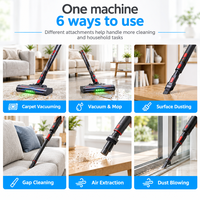 Aspirateur sec 2-en-1 à main et sur pied avec tête LED, alimenté par batterie, design vertical, chargement Type-C pour tapis, sols durs et poils d'animaux