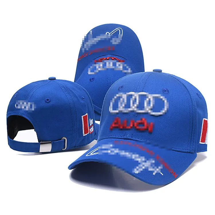 قبعات سباقات سيارات بجودة عالية مطرزة مخصصة ومتوفرة بـ 6 طبقات باللون الأسود قبعات رياضية لماركات سباقات F1 شحن سريع من OEM ODM