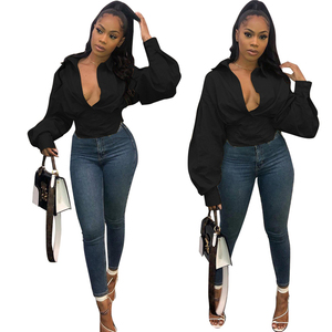 TKS S-3XL Nouveauté Automne 2026 Hauts de Vêtements Couleur Unie Manches Longues Bouffantes Col Rabattu Blouses et Chemises pour Femmes - Product Image 3