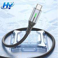 Cable de Carga Rápida Tipo-C a C de 240W 6A, Alta Corriente, con Trenzado de Nailon, Indicador LED, Sincronización de Datos para Teléfono y Portátil, Negro