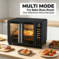 Friteuse à air numérique sensible en acier inoxydable avec panneau frontal double en verre transparent, four à convection de 23 L pour la cuisson des aliments, vente en gros